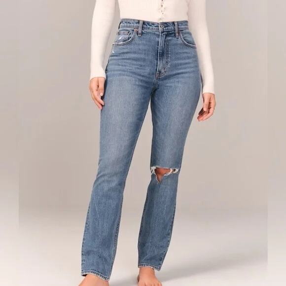 Abercrombie & Fitch 90s Slim Straight Ultra High Rise Jeans 0 Short Classic Fall - Picture 1 of 8